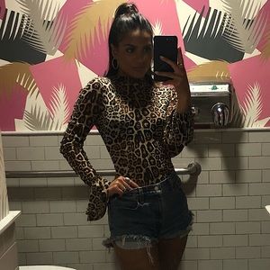 Boutique sheer cheetah bodysuit size xs